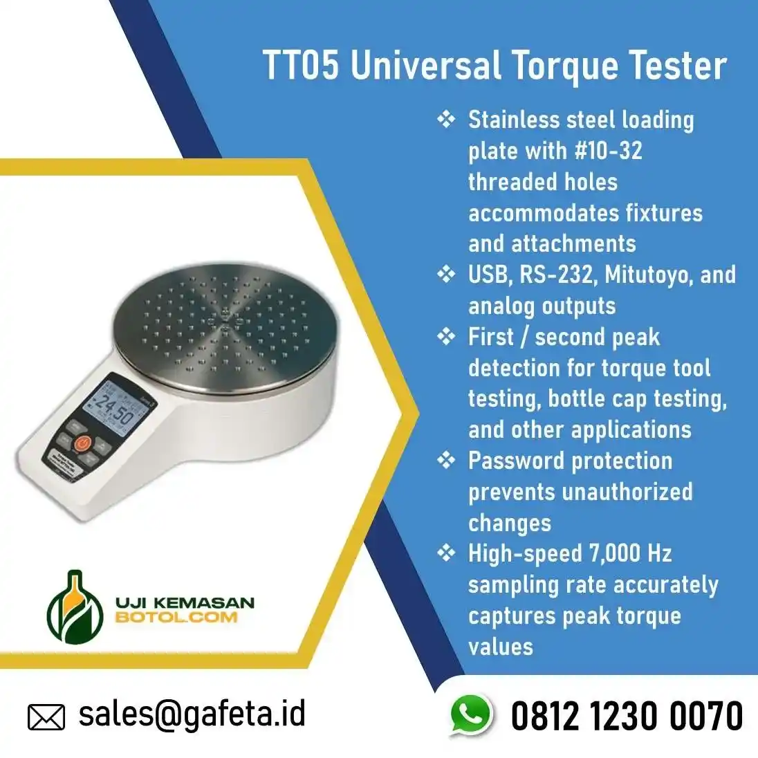 Jual TT05 Universal Torque Tester dengan Fixture yang Bisa Disesuaikan