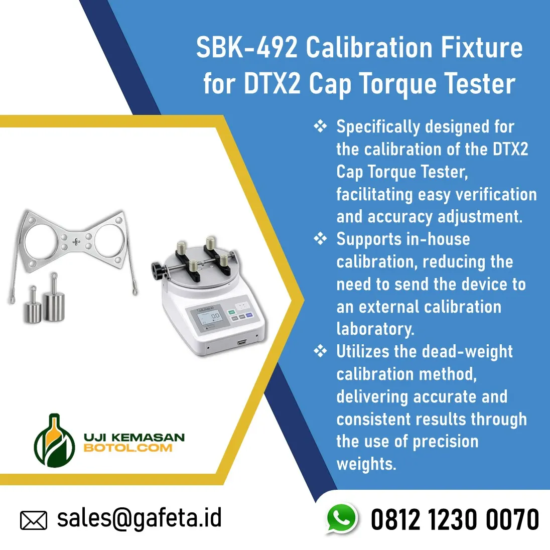 Jual Calibration Fixture SBK-492 untuk Cap Torque Tester DTX2