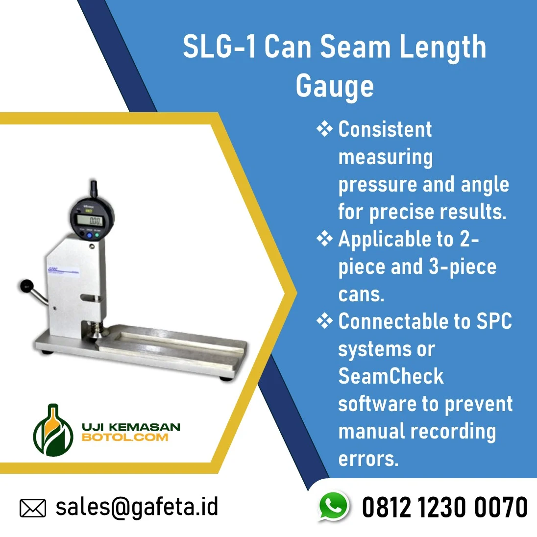 Can Seam Length Gauge SLG-1 untuk Uji Seam Kaleng