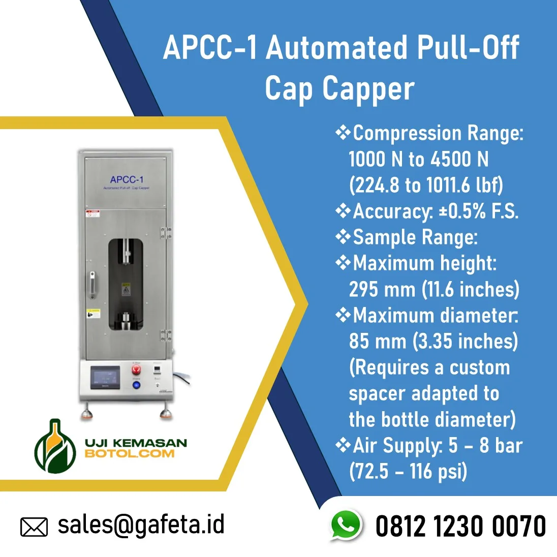Jual Automated Pull-off Cap Capper APCC-1